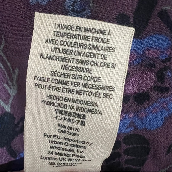 Free People Boho Tunic Purple Floral Pattern with Flared Sleeves Size S - Picture 7 of 7